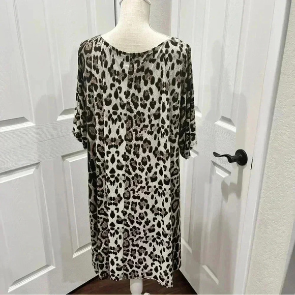 Lane Bryant Leopard Print , Cowl neck, stretch, shoulder splits dress ❤️ - Picture 2 of 7